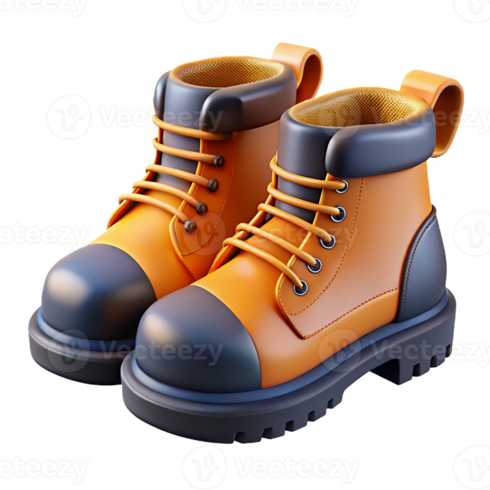 3D Render Orange Boots Illustration png
