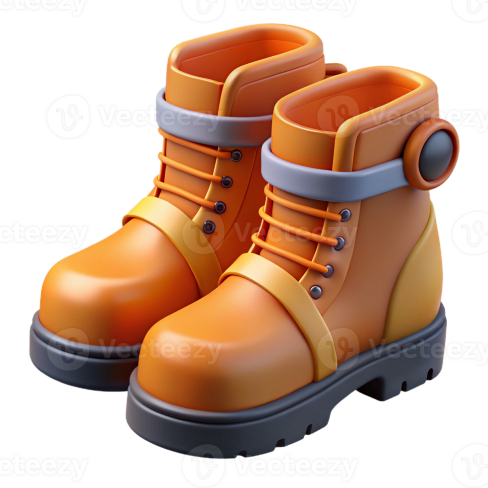 3D Render Orange Boots Illustration png