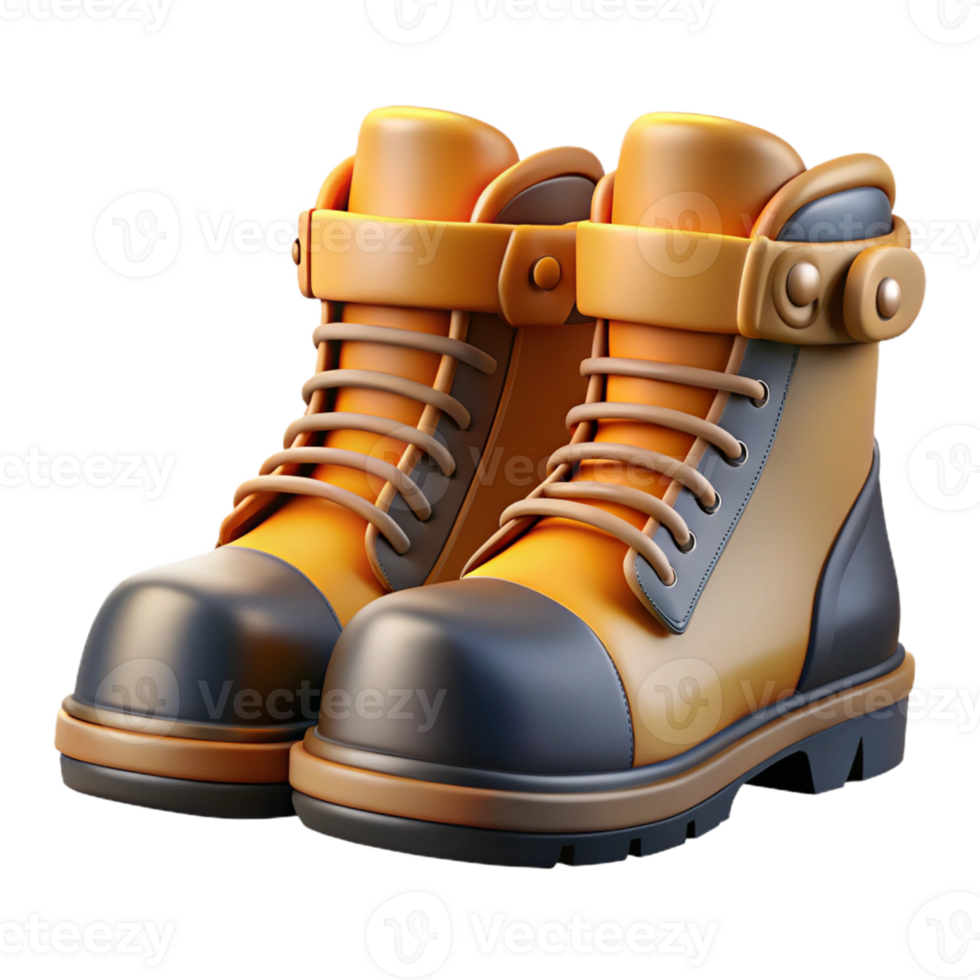3D Render of Sturdy Yellow Boots png