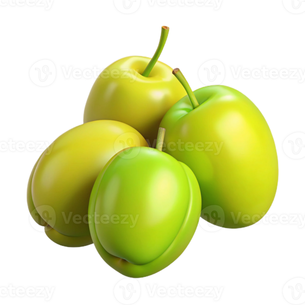 3D Render of Green and Yellow Plums png