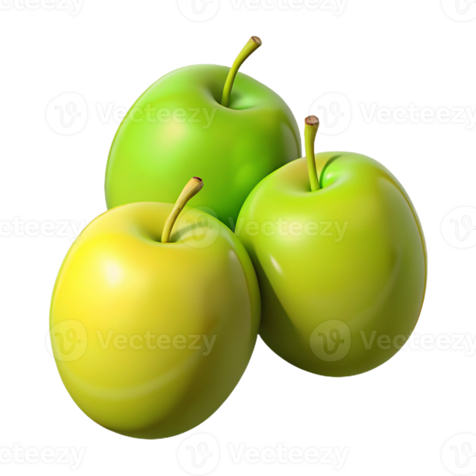 3D Render Green Apples Illustration png