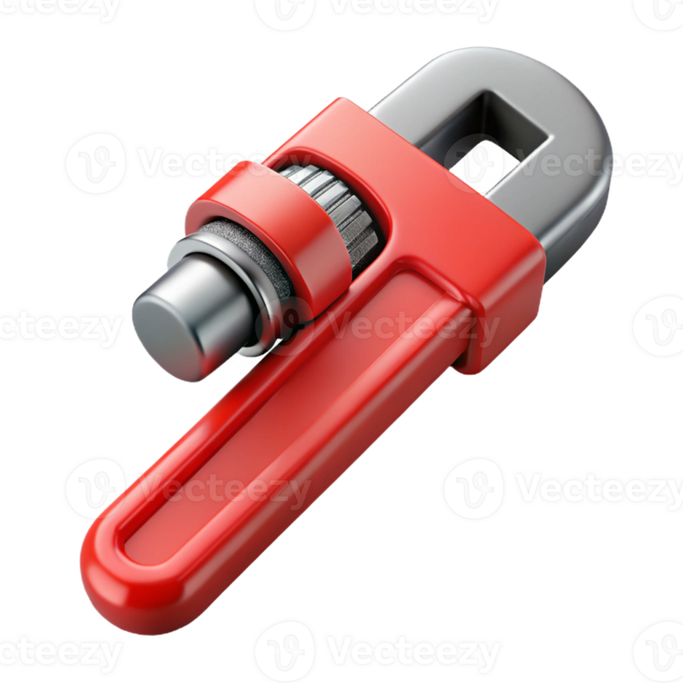 Red Adjustable Wrench 3D Render png