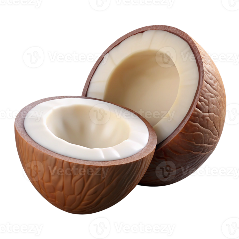 3D Render of a Halved Coconut png