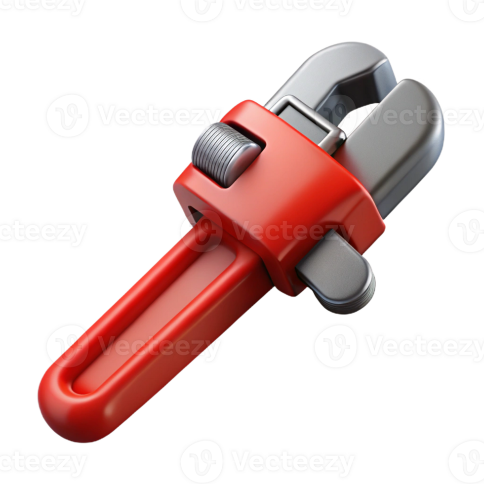 Red and Gray 3D Adjustable Wrench Illustration png