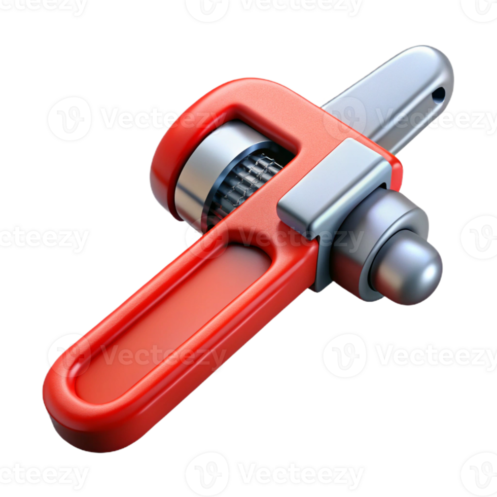 Red Adjustable Wrench 3D Render png