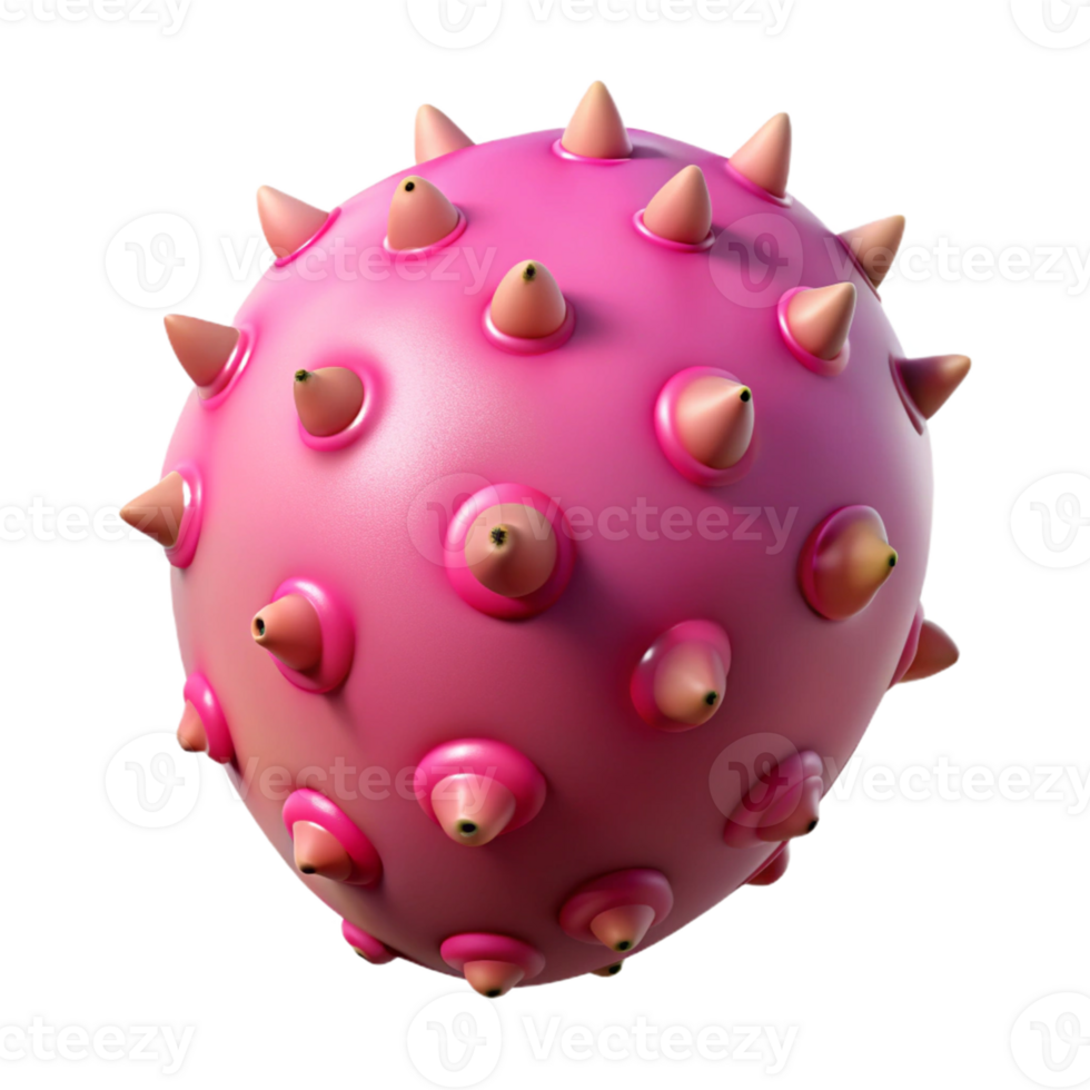 Pink Spiky 3D Render png