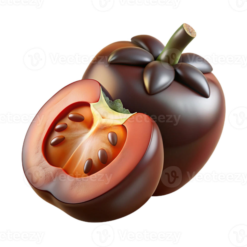 3D Render of Chocolate Fruit, Halved and Whole png