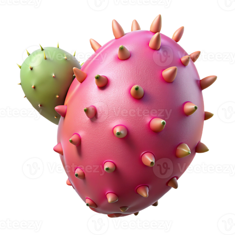 Pink and Green Spiky 3D Cactus Illustration png