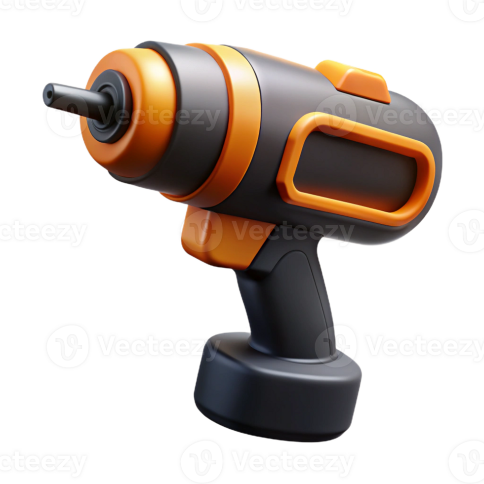 3D Render Orange and Black Cordless Drill png