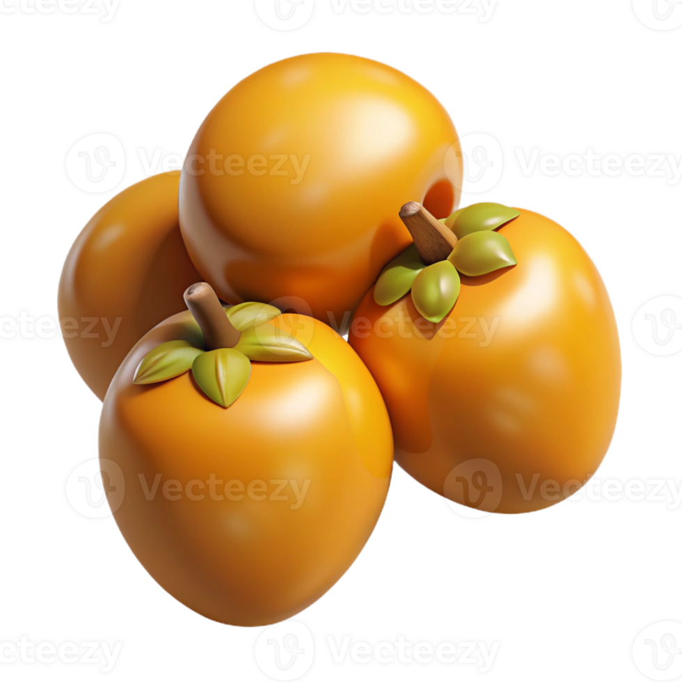 3D Render of Juicy Persimmons png