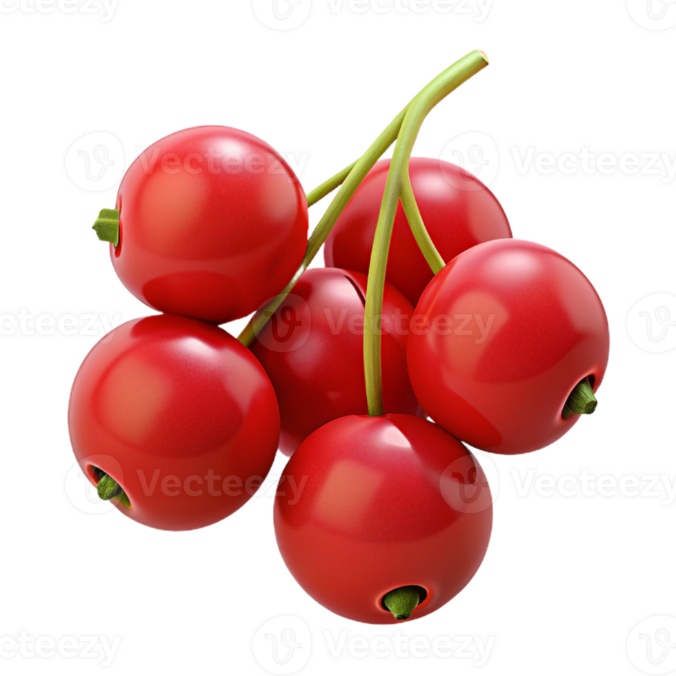 3D Render Red Berries Cluster Illustration png