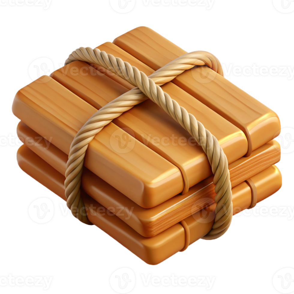 3D Render Wooden Stack Icon png