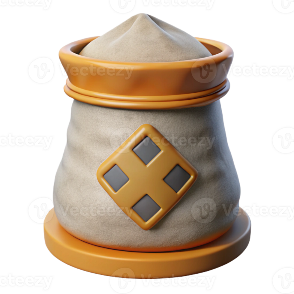 3D Render of Beige Sack with Orange Trim png
