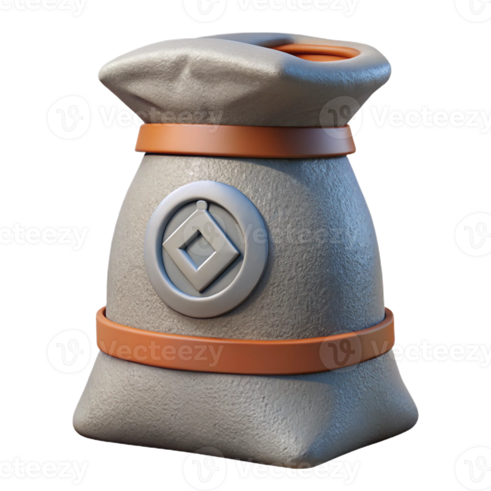 3D Render Gray Sack with Emblem png