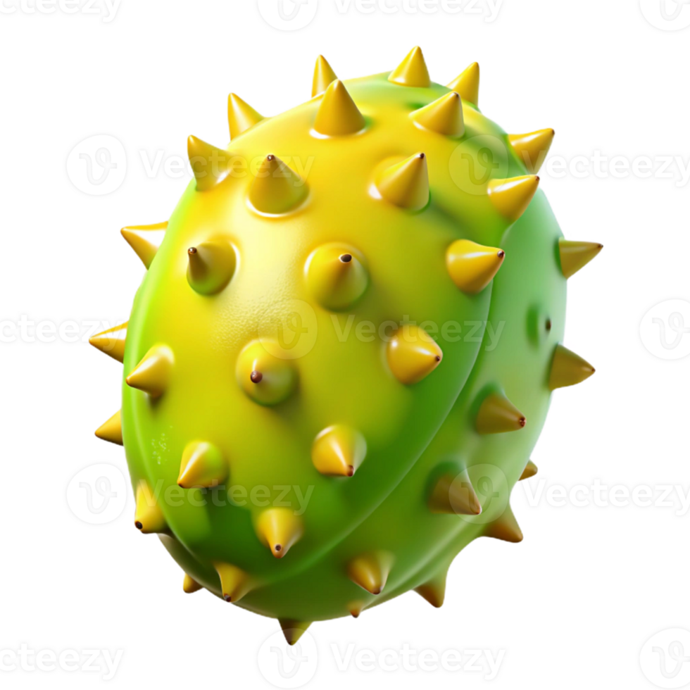 3D Render Spiky Yellow Green Fruit Illustration png