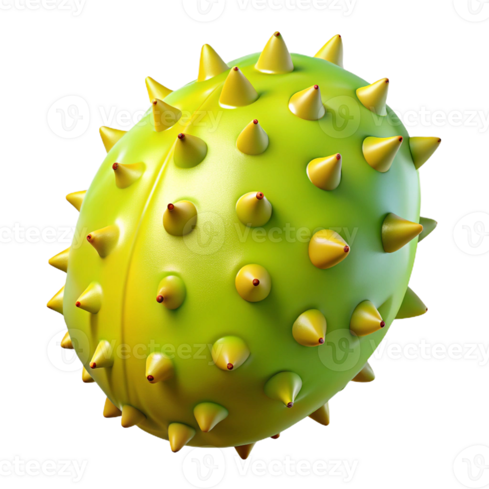 3D Render Spiky Yellow-Green Ball png