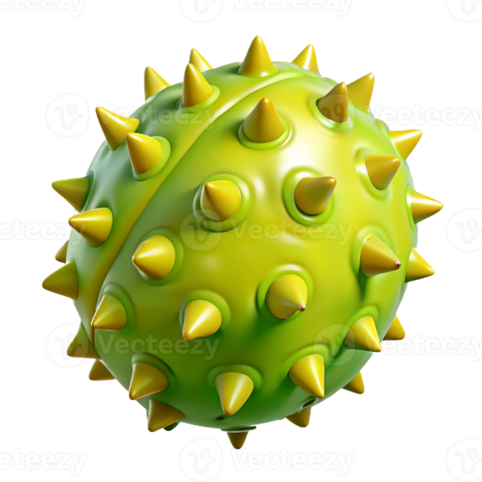 3D Render Spiky Ball Green Yellow png