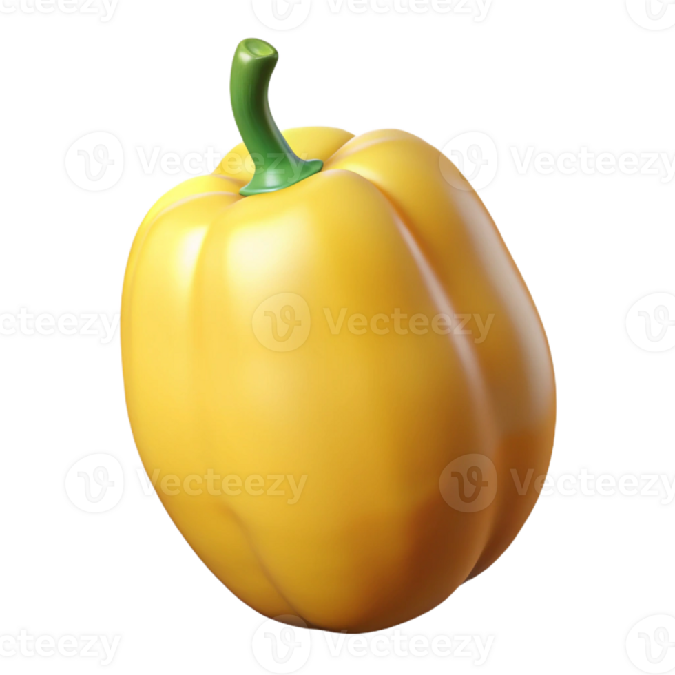 Yellow Bell Pepper 3D Render png