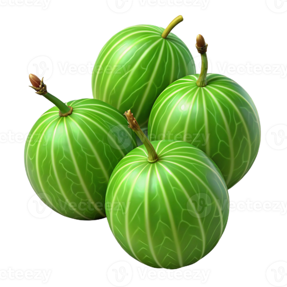 Green Gooseberries 3D Illustration png
