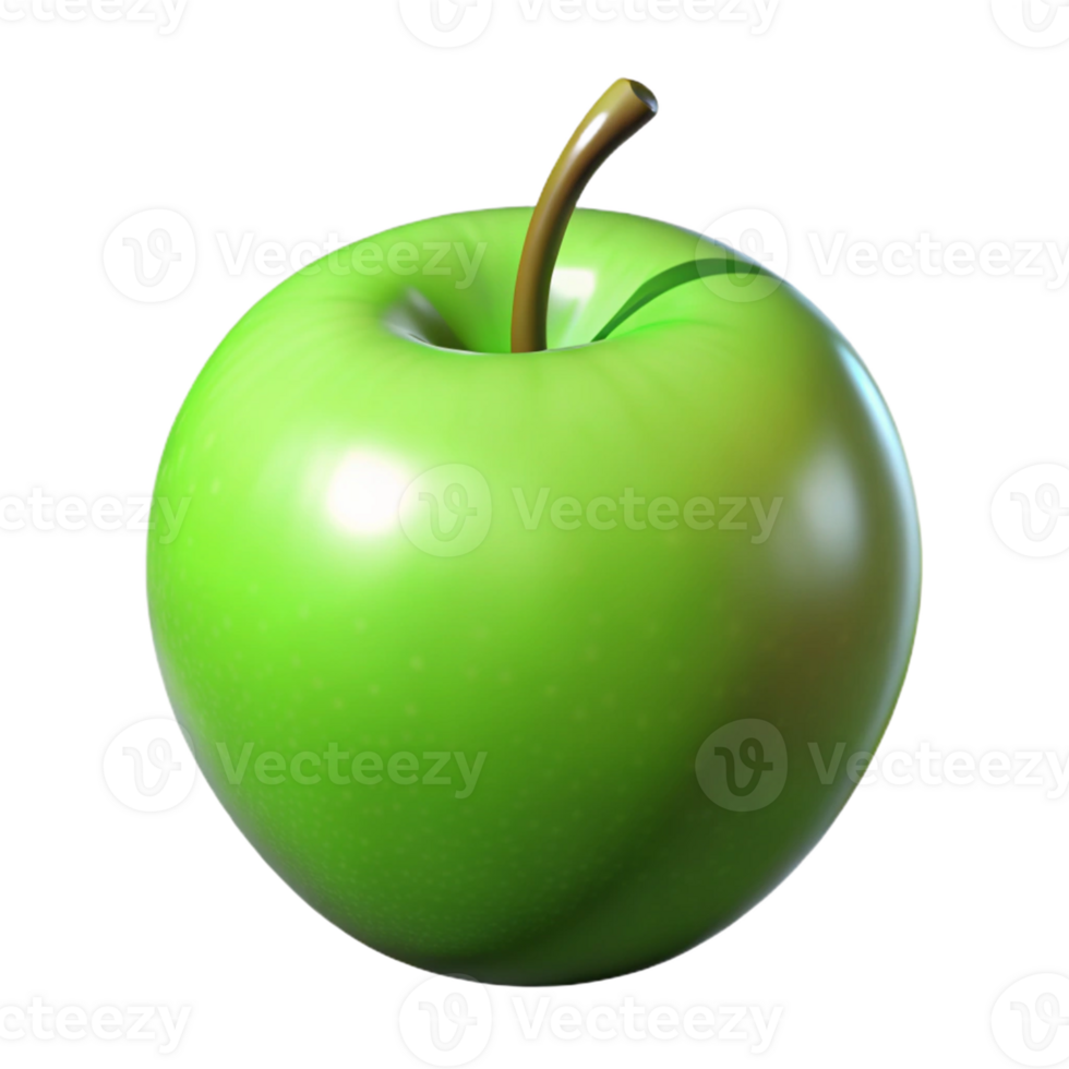Green Apple 3D Render png