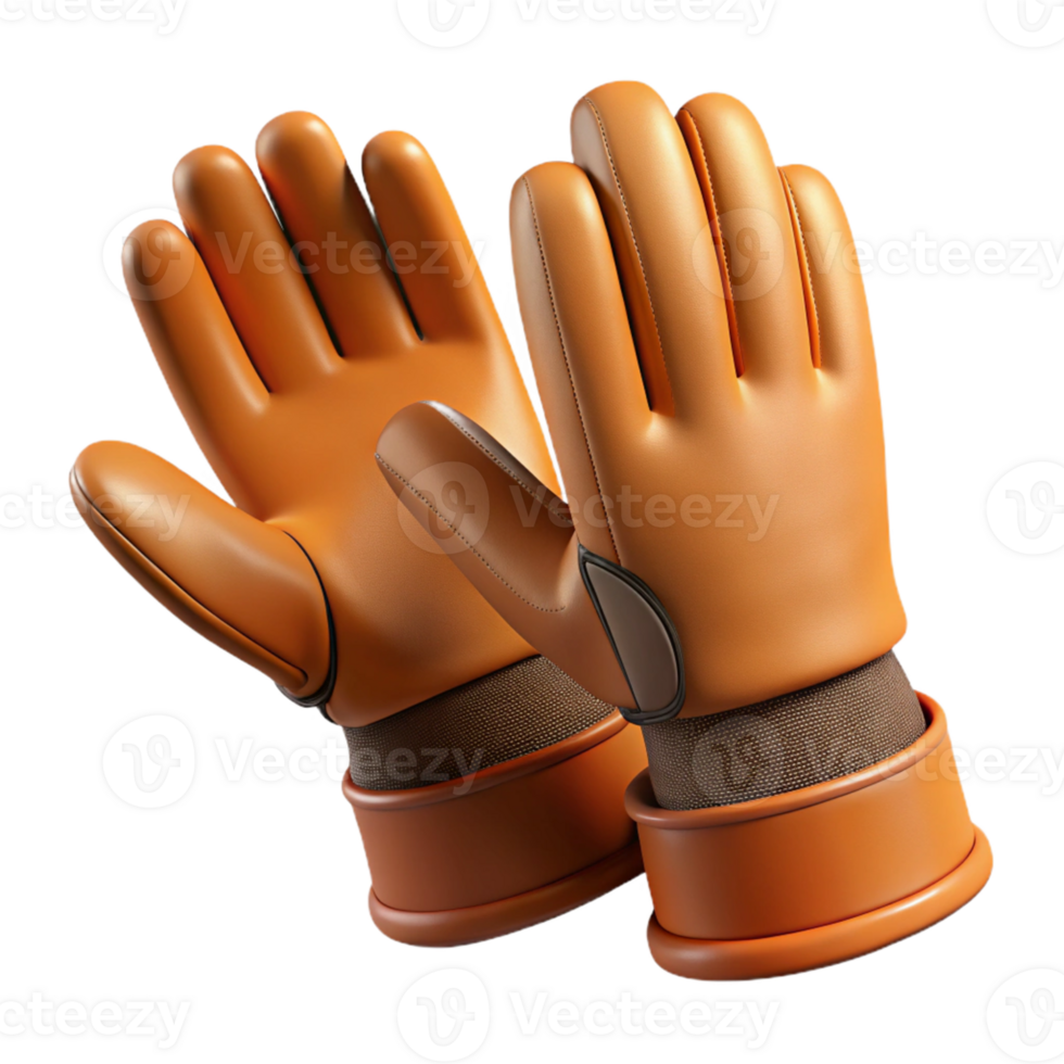 3d machen Orange Leder Torwart Handschuhe png