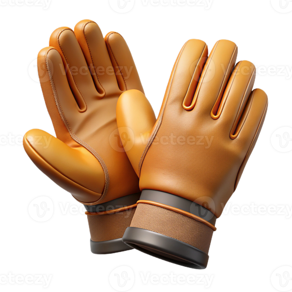 3D Render of Tan Leather Goalkeeper Gloves png