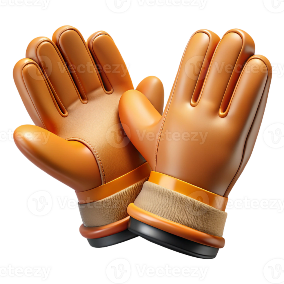 3D Render Orange Leather Goalkeeper Gloves png