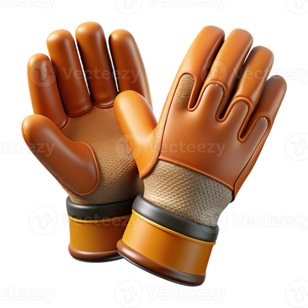 3D Render Brown Leather Gloves png