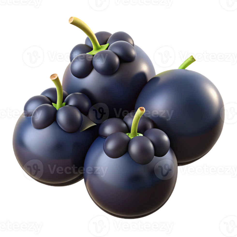 3D Render Dark Berries Cluster png