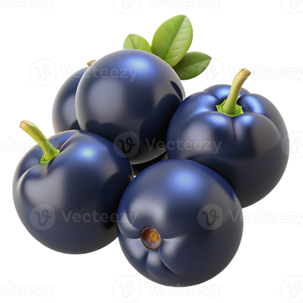3D Render of Dark Blue Berries png