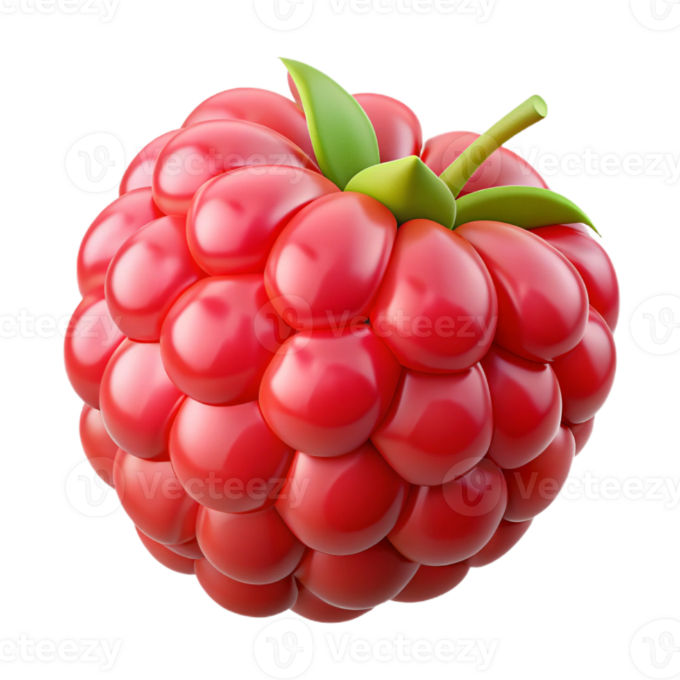 3D Render Red Raspberry Fruit Illustration png