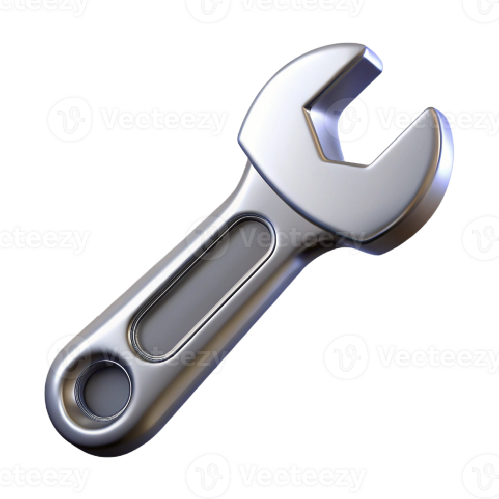 3D Wrench Illustration, Metallic Tool png