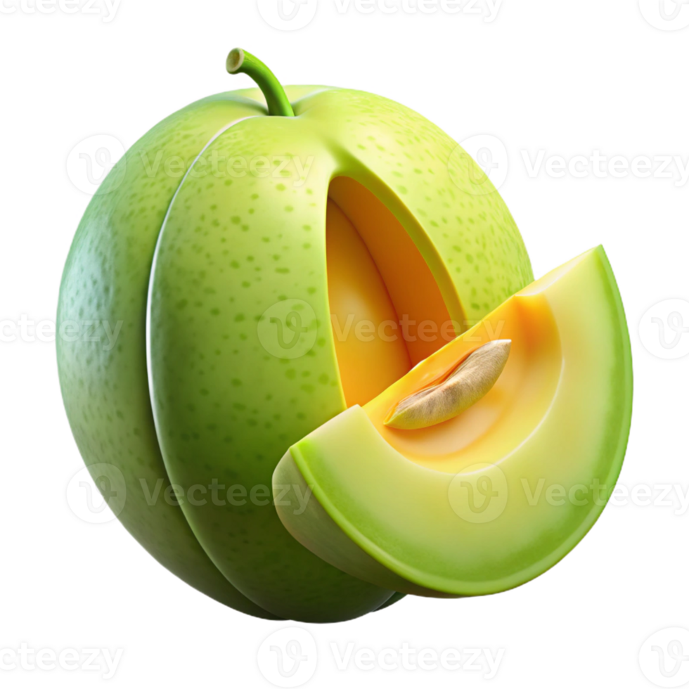 3D Render of Juicy Honeydew Melon png
