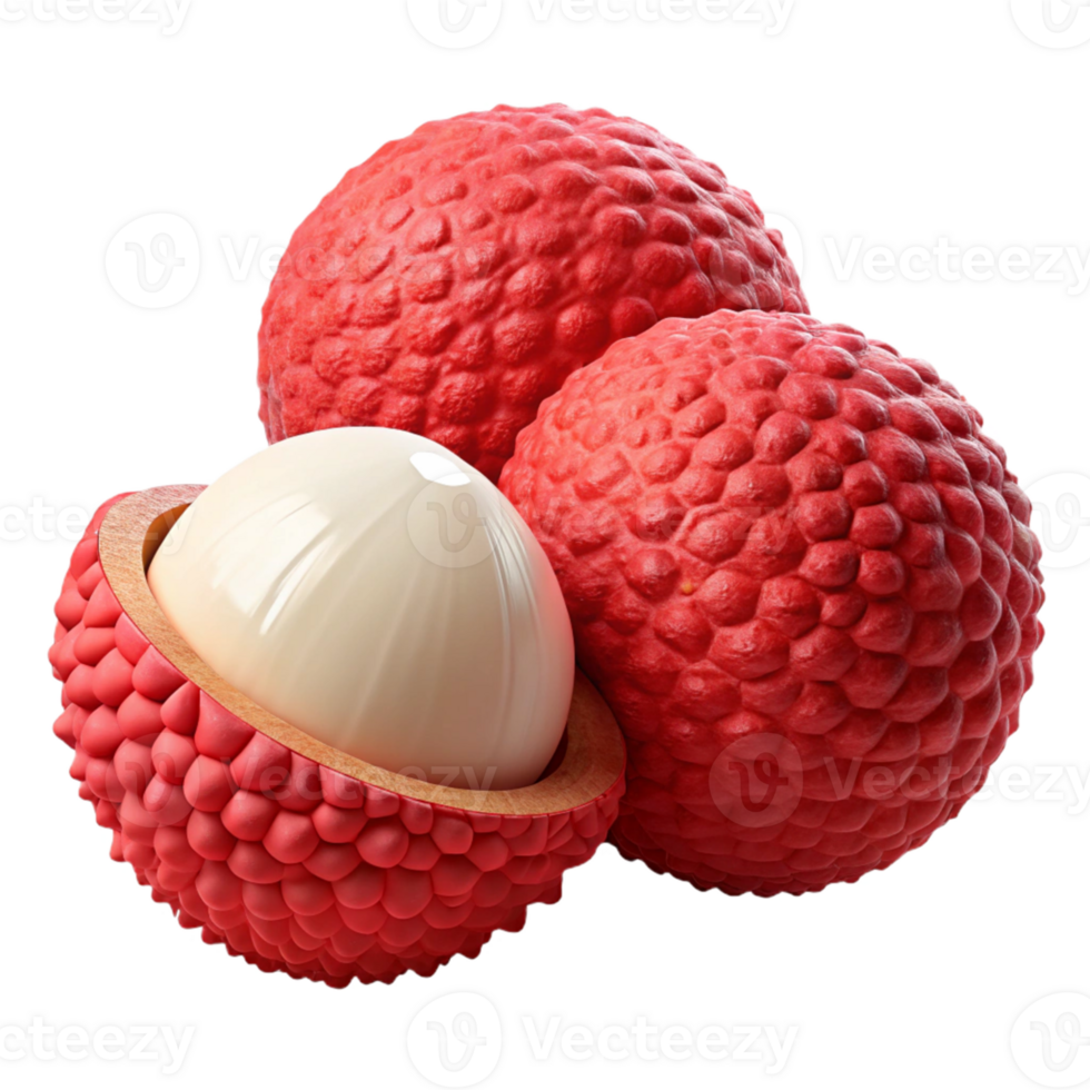 3D Render of Lychees, Red Fruit, Closeup png