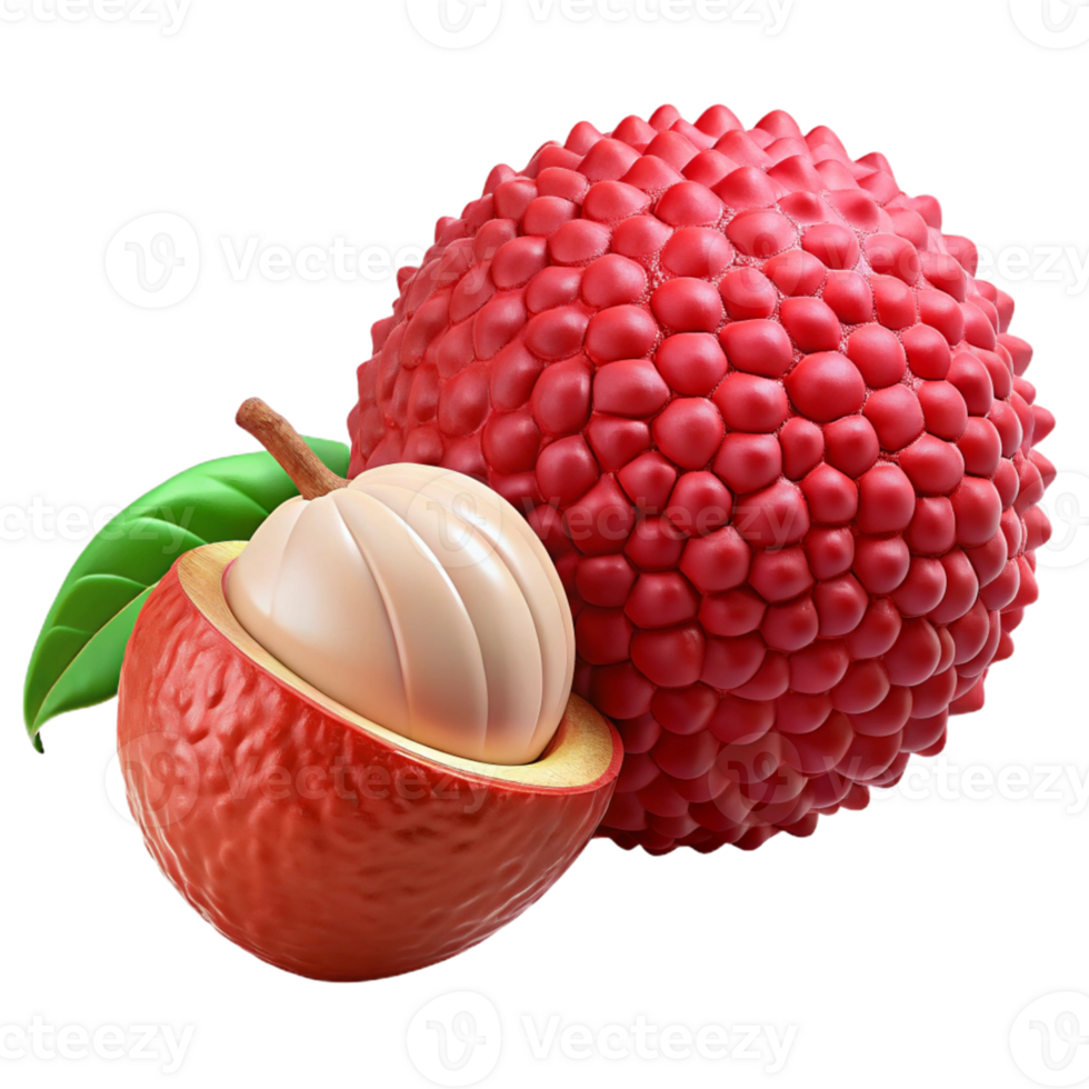3D Lychee Illustration Red Fruit Graphic png