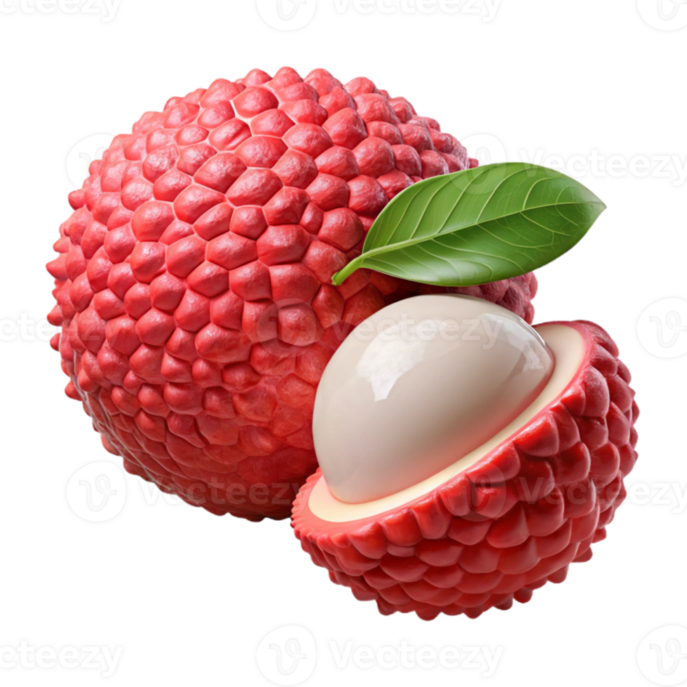 3D Lychee Illustration Red Fruit Fresh Food png