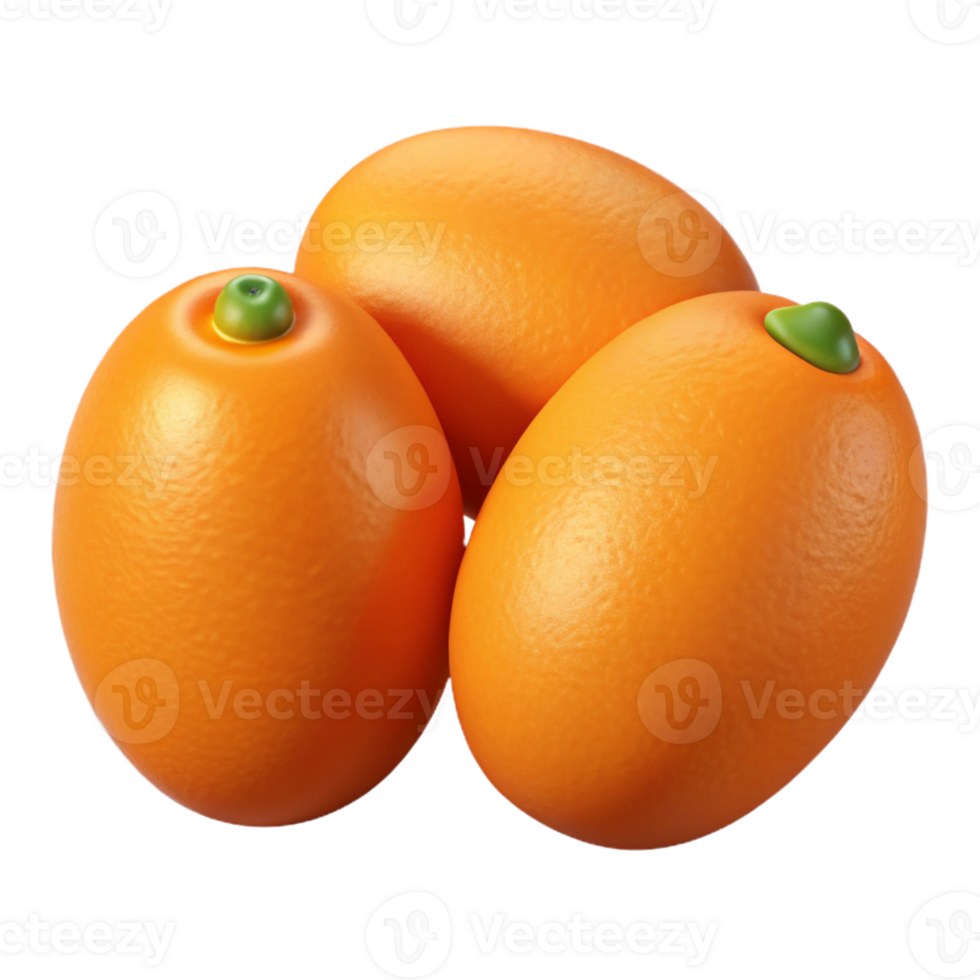 3D Render of Three Kumquats png