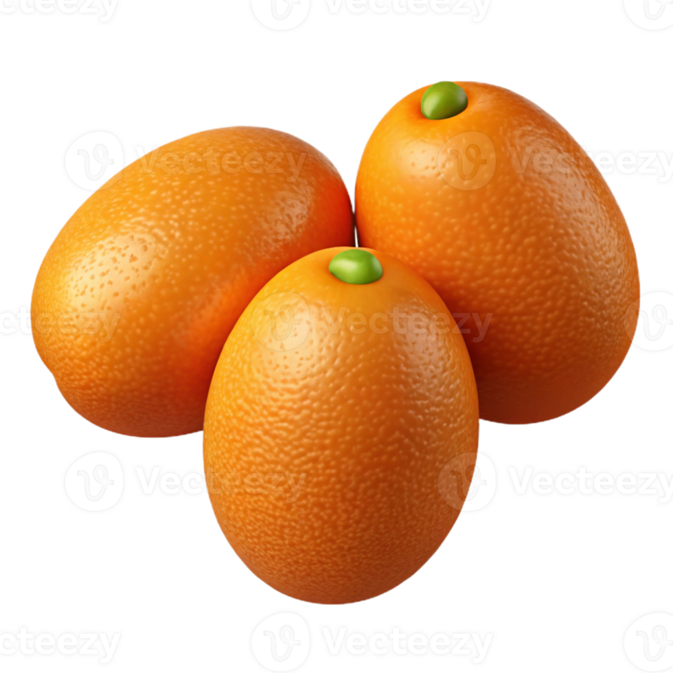3D Render of Three Kumquats png