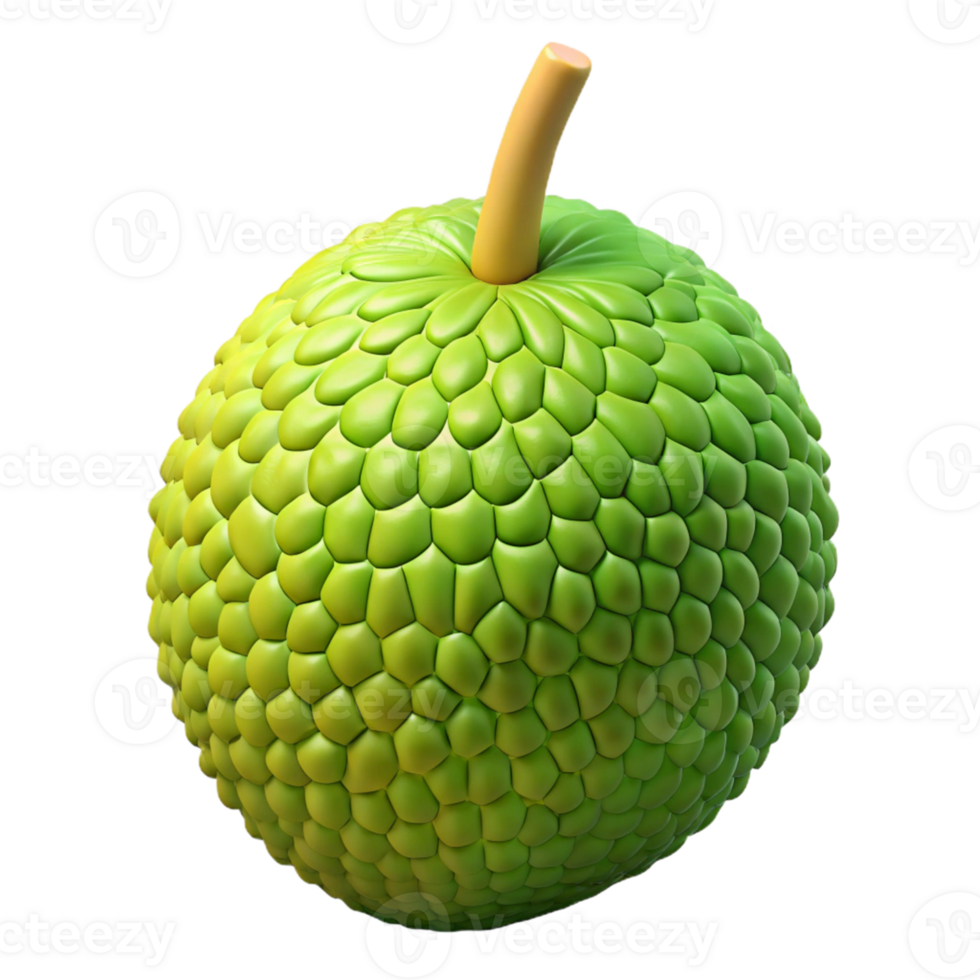 3D Render of Green Fruit with Scaly Texture png