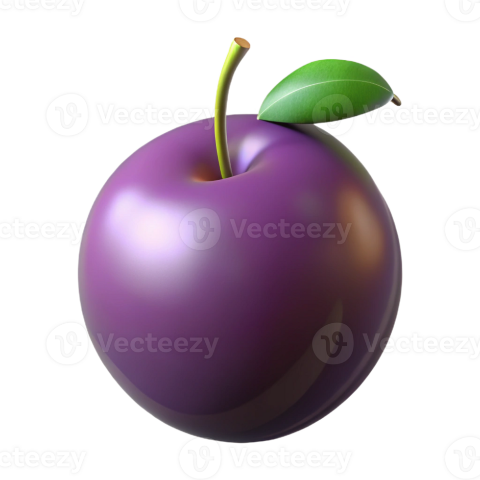 3D Render Purple Plum Fruit Illustration png