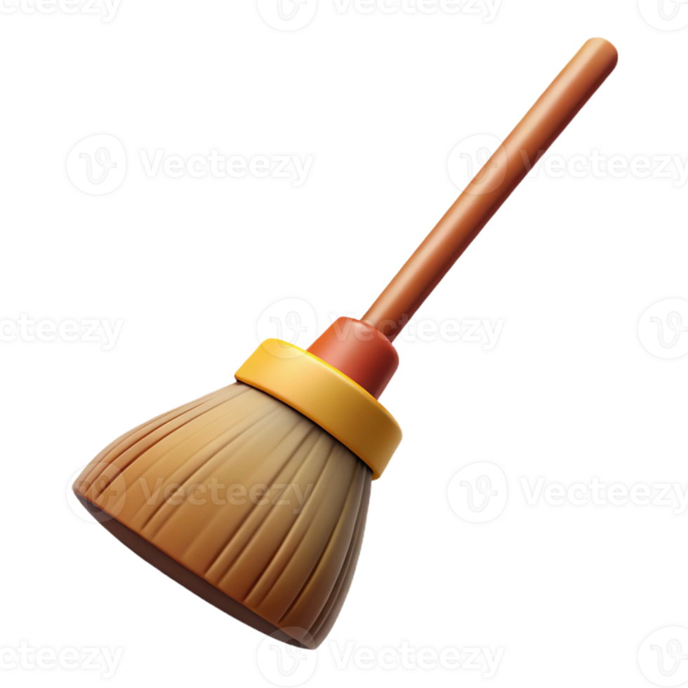 3D Broom Illustration Cleaning Tool Icon png