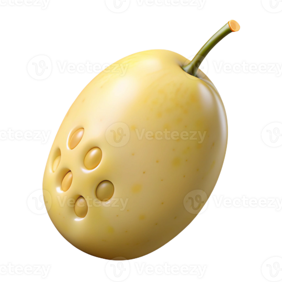 3D Render of Yellow Fruit with Holes png