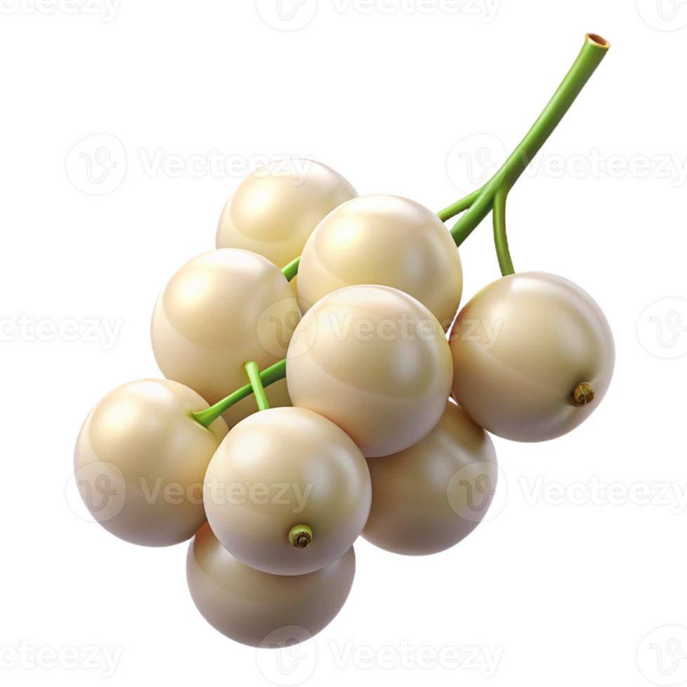 3D Render White Currants Bunch png