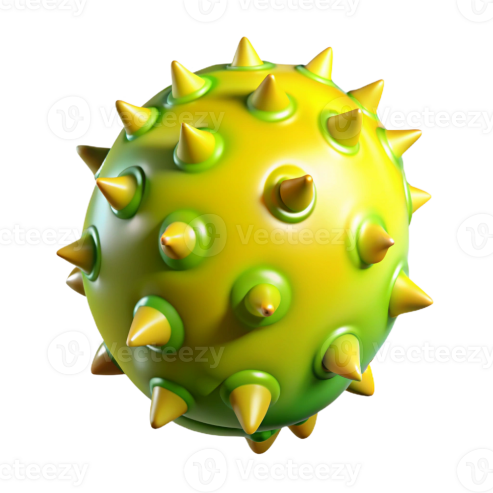 3D Spiky Yellow Green Ball Illustration png