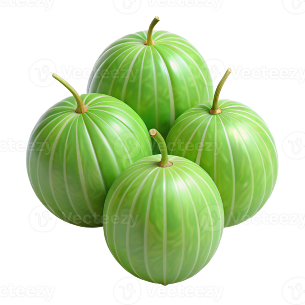 Green Striped Fruit 3D Illustration png