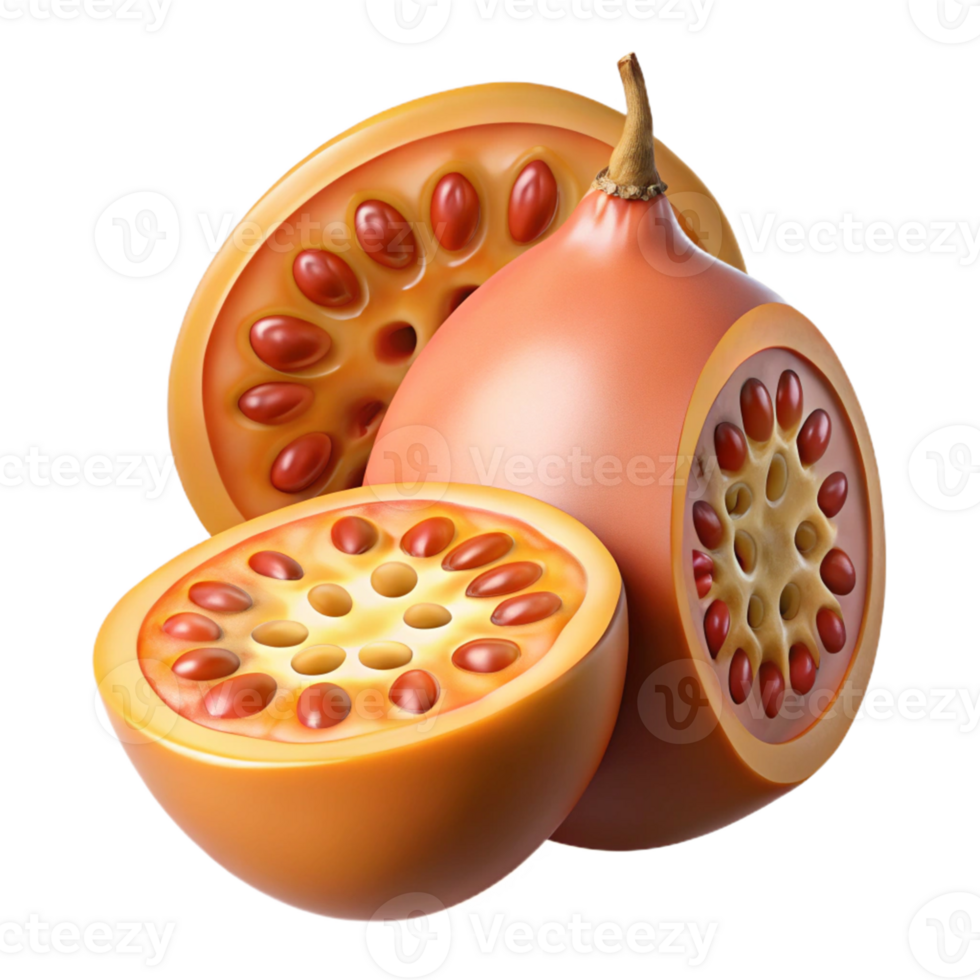 3D Render of Tropical Fruit Slices png