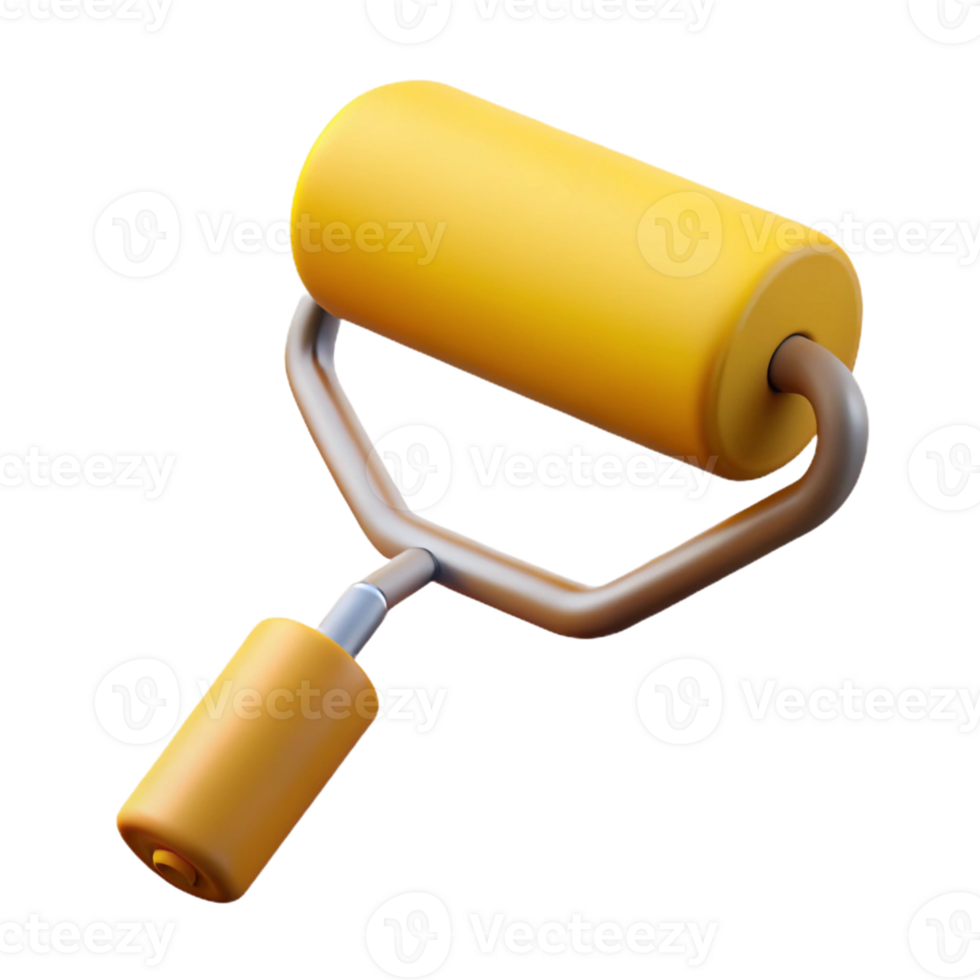 3D Render Yellow Paint Roller png