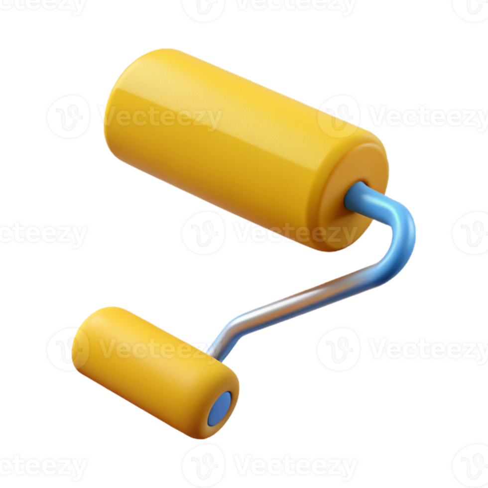 Yellow Paint Roller 3D Render png