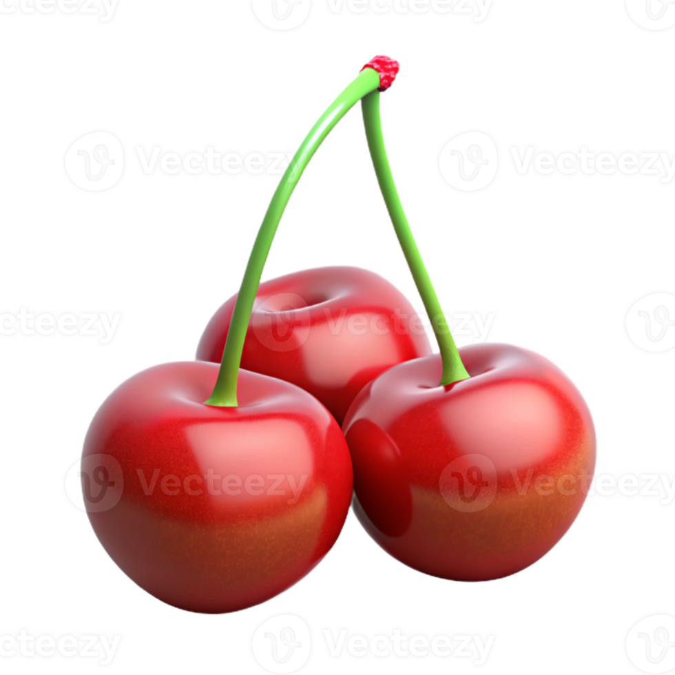 3D Render of Three Cherries png