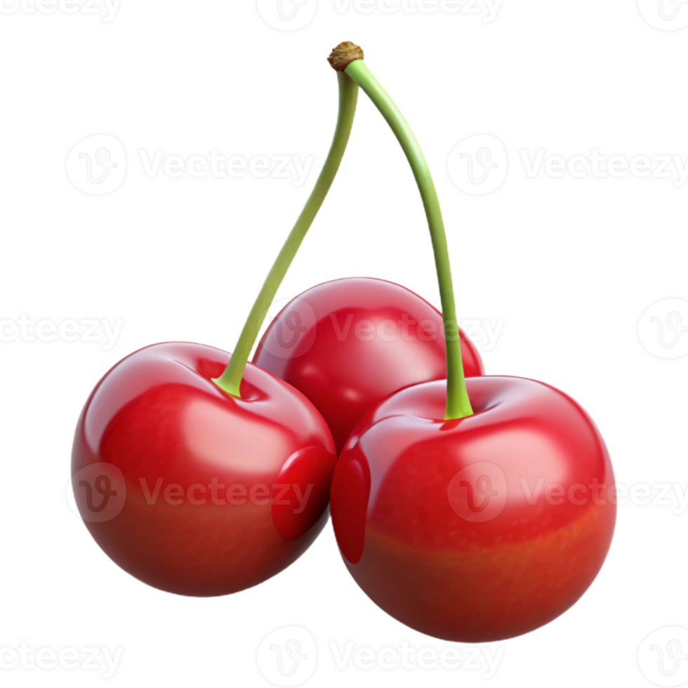 3D Render of Three Cherries png
